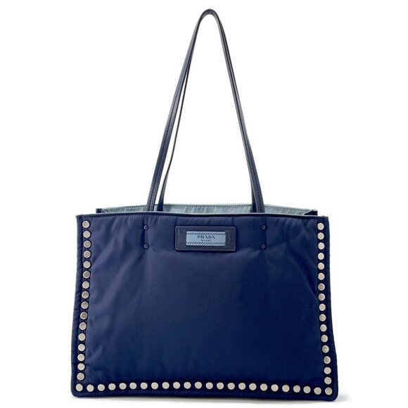 PRADA etiquette tote Nylon/Leather Navy/Light Blue - Picture 4 of 15